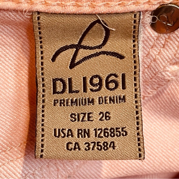 DL1961 Angel Mid-Rise Skinny Ankle Jeans Sherbet Peach Size 26 - Picture 7 of 10